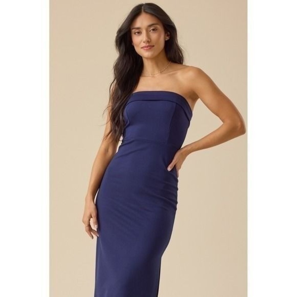 Altar'd State Navy Blue Strapless Bodycon Maxi Dress Size Medium